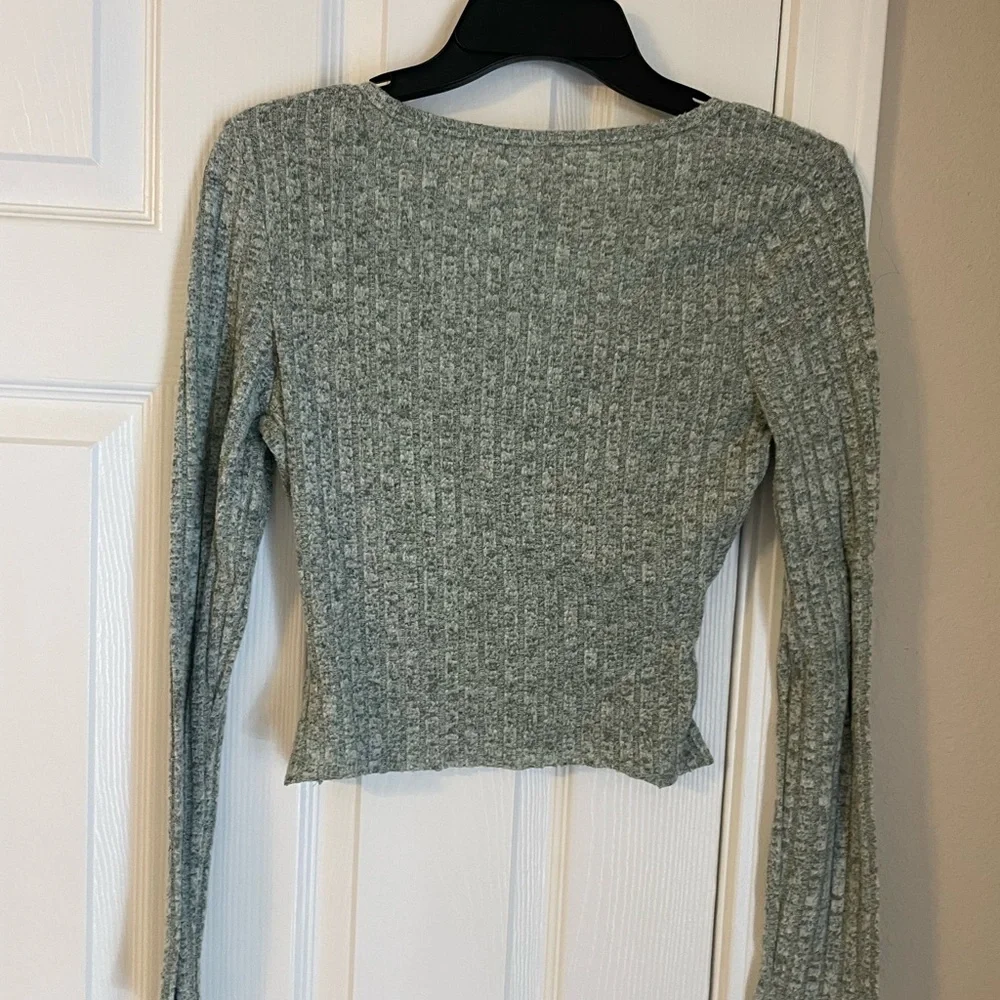 Bundle Of 3 Neutral Green Black Long Sleeve Cropped Minimalist Shirts Bodysuit